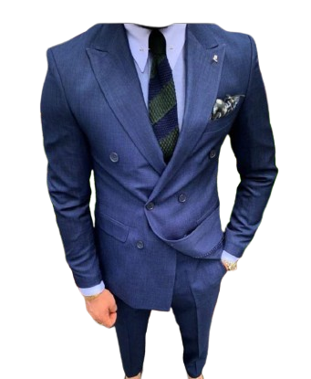 Costume Croisé chevron Bleu deux pièces